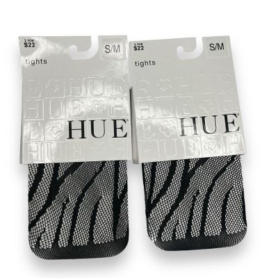 HUE Tiger Net Tights Black Nylon/Spandex Size S/M 2 Pair Pack